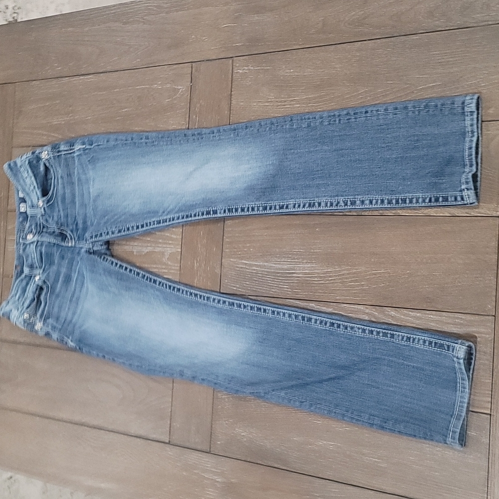 Miss Me Blue Straight Leg Jeans with Silver Embellishments - Picture 4 of 16